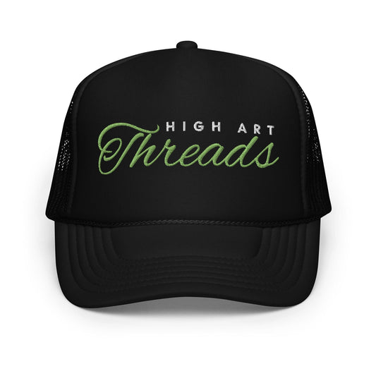 High Art (Lime Thread) Black Trucker Cap - High Art Threads